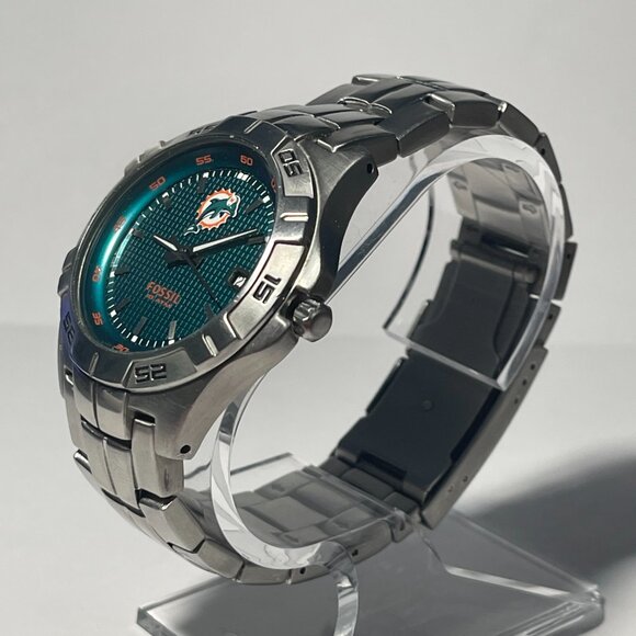Miami Dolphins NFL Stainless-Steel Men's Watch by Fossil NEW (RARE) - Picture 3 of 7